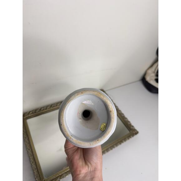 Mid 20th Century Floral Hand Painted Chinese Famille Rose Candlestick Holder - Picture 6 of 9